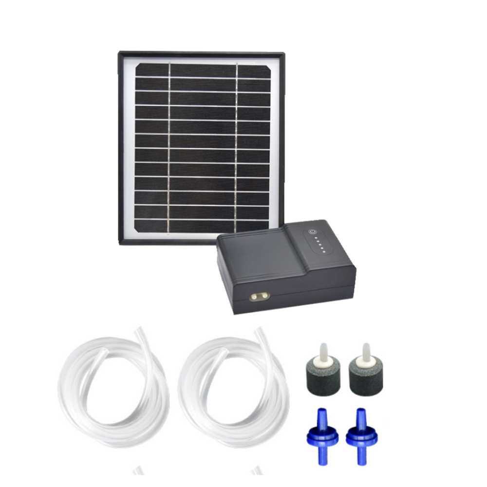 分体式太阳能增氧机双气孔直流二用太阳能打氧泵庭院鱼池氧气泵