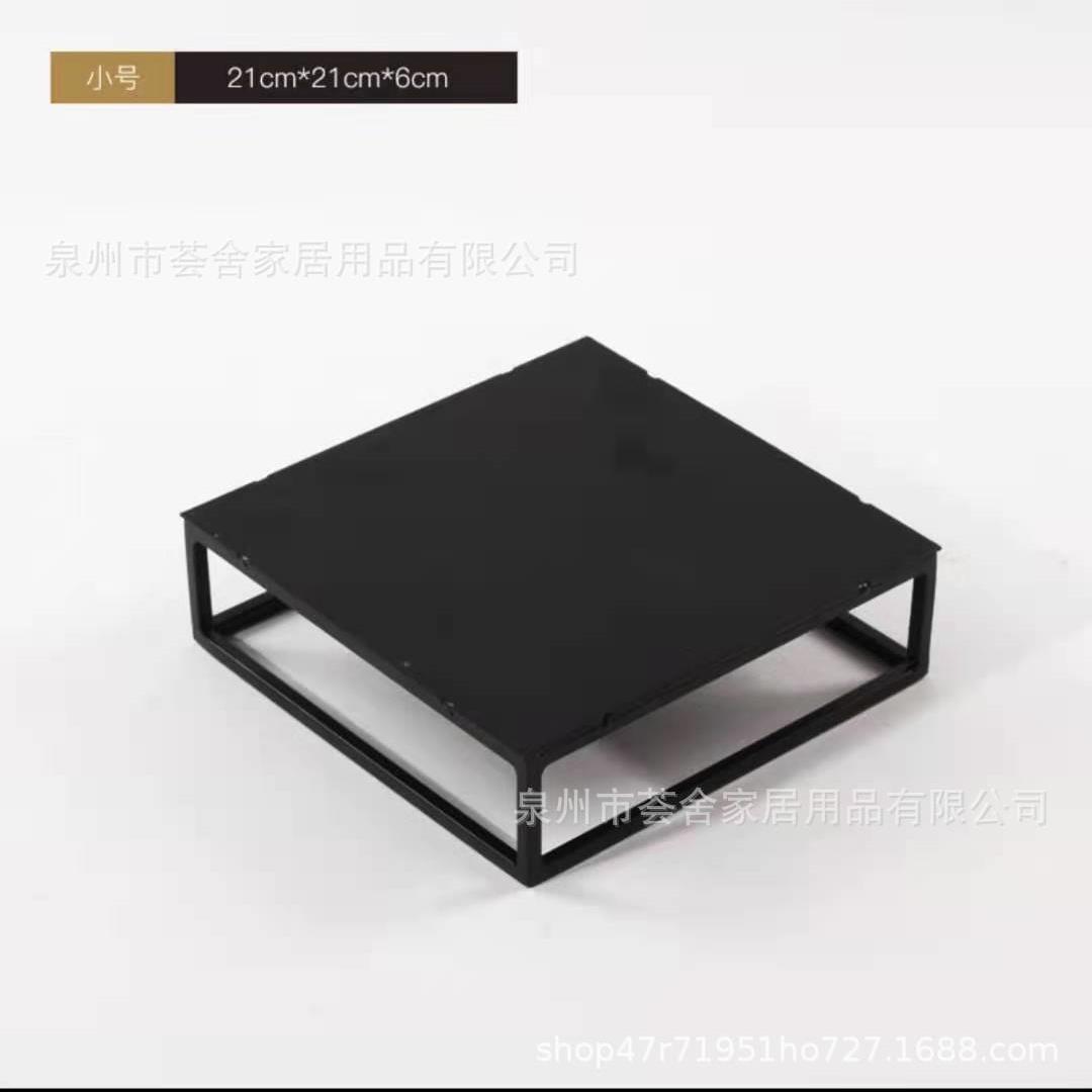 黑色金属小型铁架底座软装工艺品玄关中式盆景盆栽铁艺置物架摆设