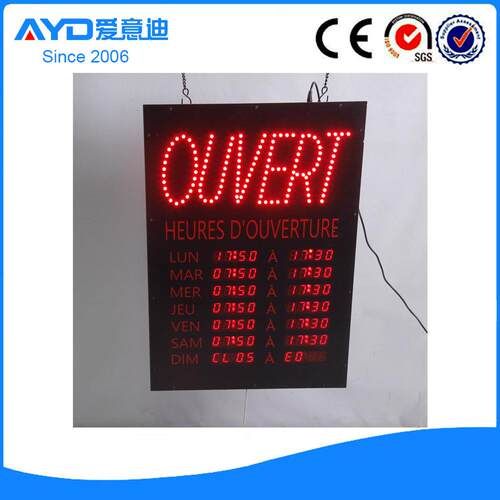 跨境LED广告牌带营业时间门店标识牌LED OUVERT SIGN 40x60cm