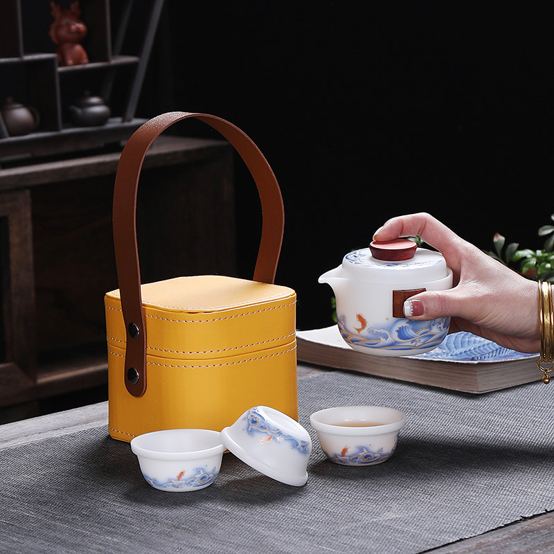 旅行茶具无釉高端素烧冰种轻奢户外便携简约泡茶壶日式茶器小套装