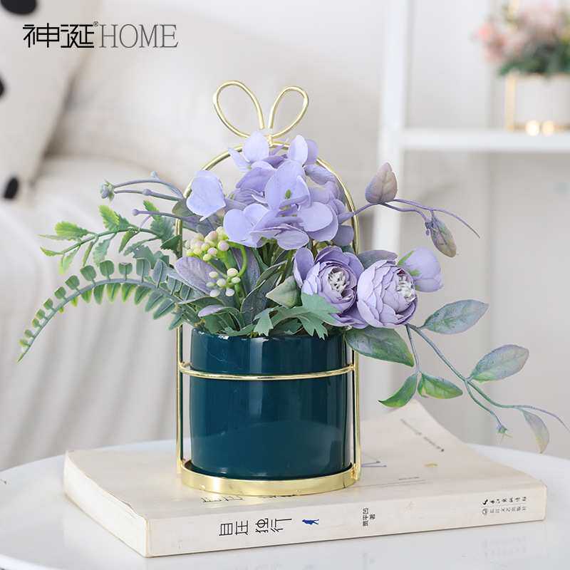 INS风客厅假花餐桌花北欧摆设仿真绢花花艺套装家居桌面混合式摆
