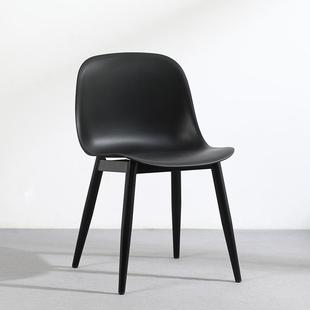 简约办公椅黑色时尚靠背餐椅前台会议室谈判接待洽谈椅子塑料金属