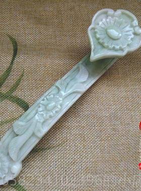 高档白玉然蓝玉如意摆件客厅公天室摆设手把件吉田祥如办意摆件玉