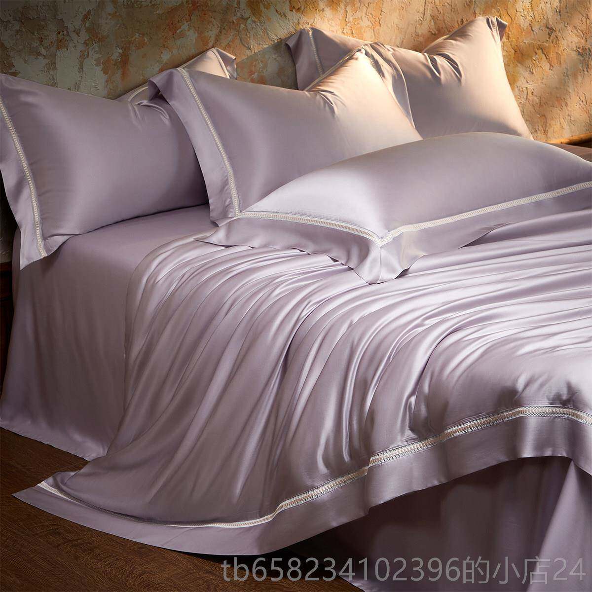 高档新经典丝绸四件套100套%桑蚕丝纯色被简单易接近丝豪上华裸睡