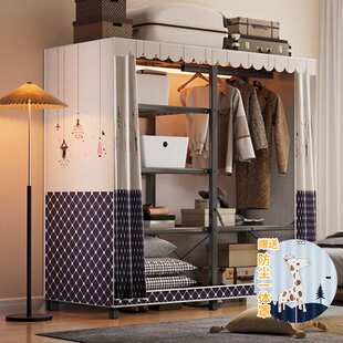 简易折叠布衣柜免安装金属框架加厚钢结构布套全封闭拉链挂衣架