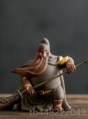 正品中式送意羽关关公陶瓷摆饰家居客厅书法玄关桌面装饰品工艺礼