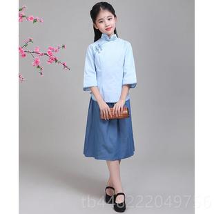 古连衣裙风演出礼服学 旗袍国汉风国学服唐装 正品 服女童2民025新款