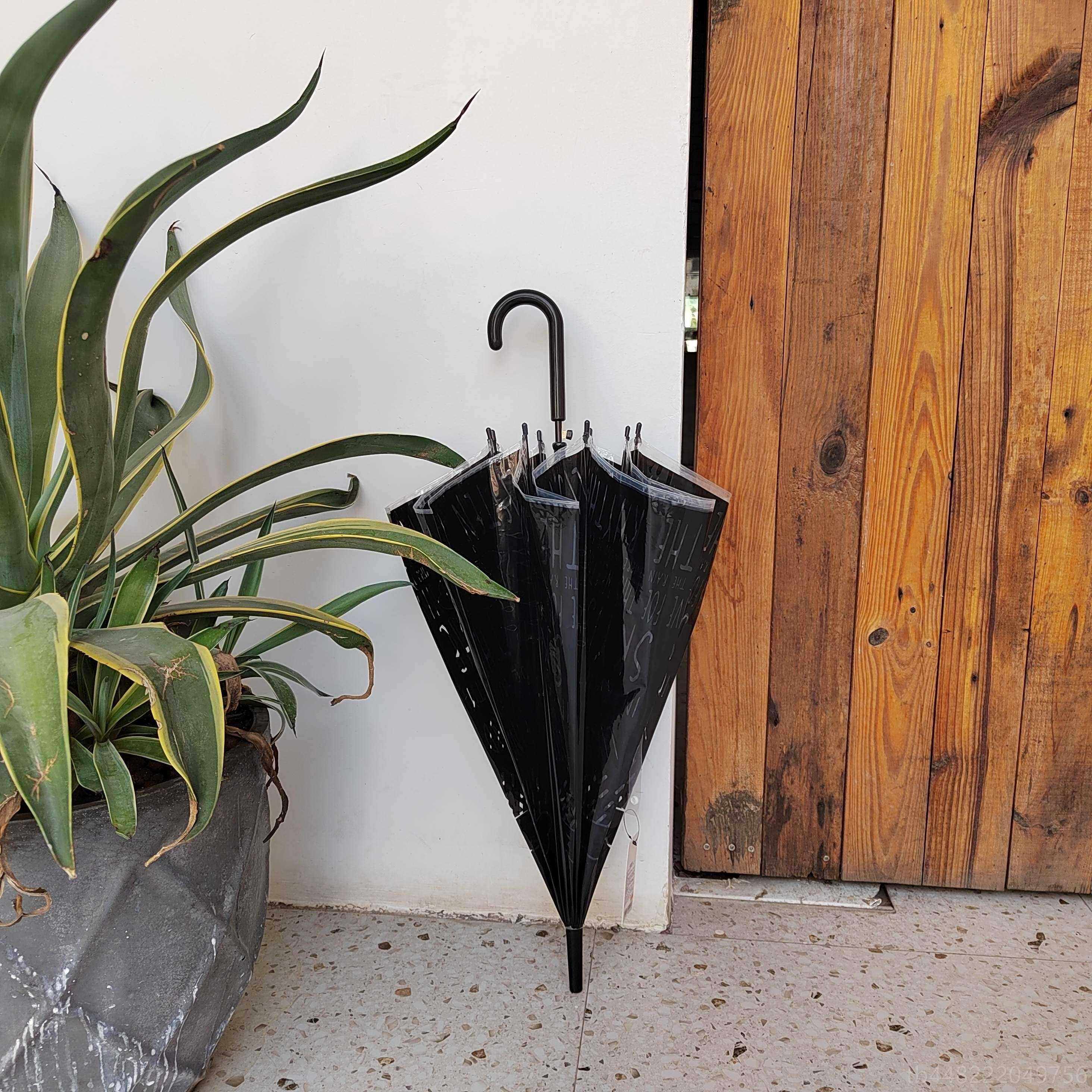 正品海外单环保英文爱骨伦坡塑料伞雨雪半伞自动直长柄伞简学易员