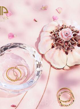 正品日本PI前CALS色K9玫粉瑰水晶首饰盒手链花耳钉收纳盒镜桌面小