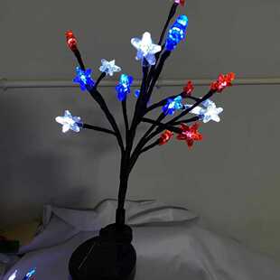 美国独立日LED红蓝白色调星星灯 太阳能地插花园庭院草坪装饰灯