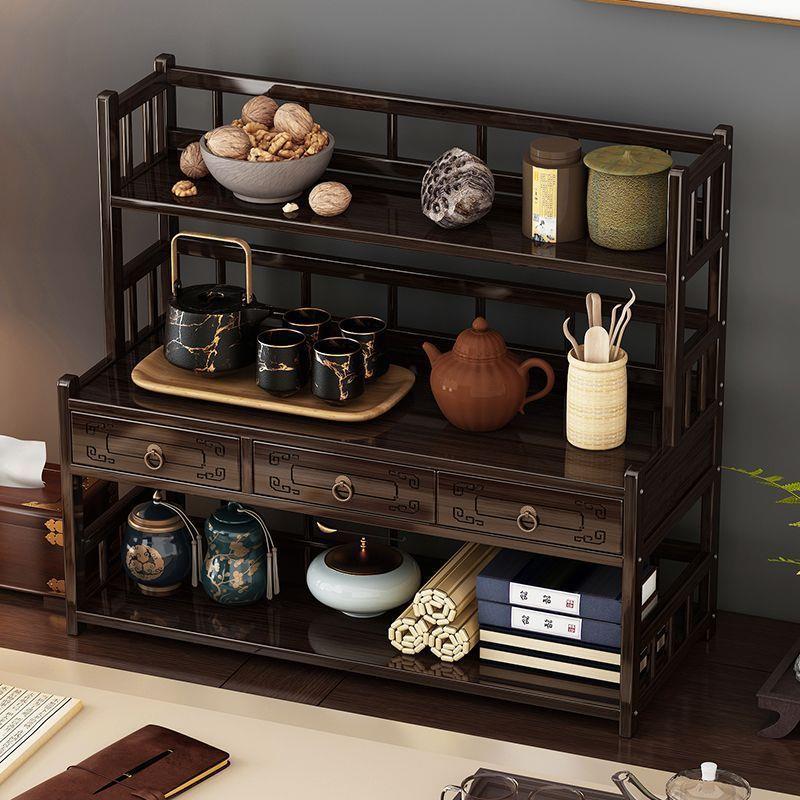 桌面博古架小型茶叶架桌上收纳展示架实木中式茶杯架紫砂壶摆放架
