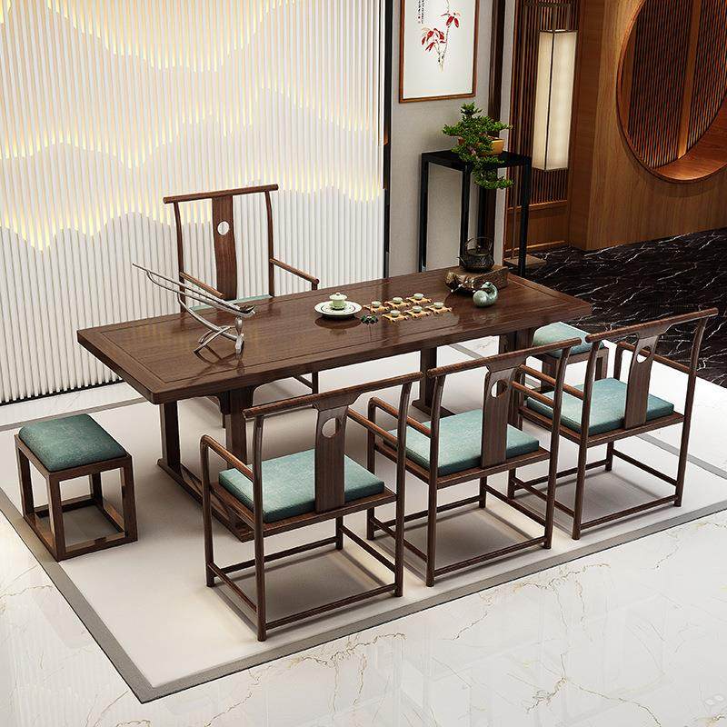 新中式实木茶桌椅组合现代简约商用洽谈桌椅办公室会客禅意泡茶桌