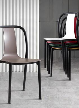 北欧塑料椅子靠背简约餐厅餐椅可叠放家用餐椅休闲加厚塑料凳