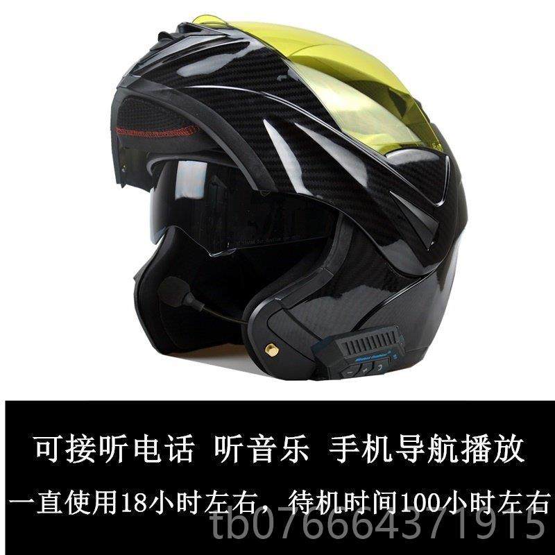 正品VITUE摩托车蓝双牙全头盔男半盔镜盔助力车跑盔仿碳纤维花纹R