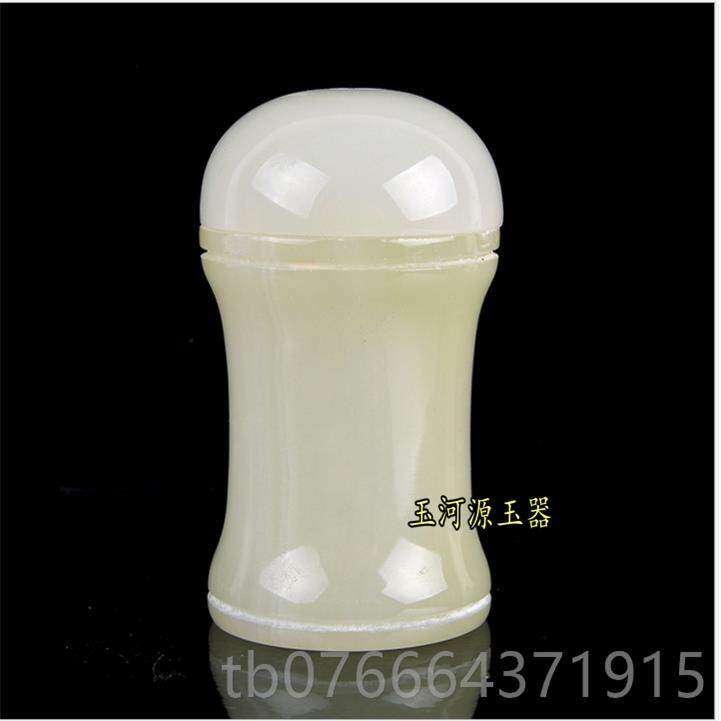 正品迷你牙签盒子天然石头阿富汗玉玉石雕摆筒白石制罐牙签带盖无