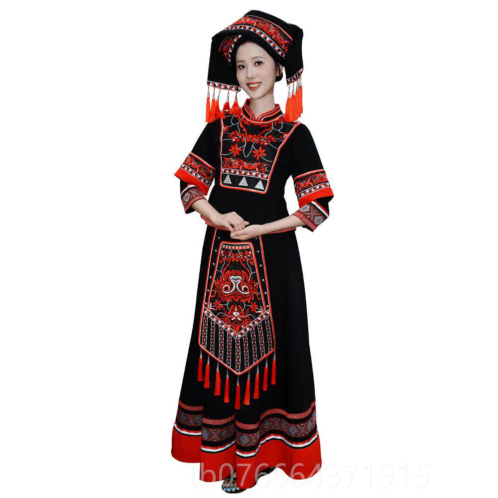 正品三月三人民族成款服女装演服广西壮族舞蹈服女彝族土出家族表
