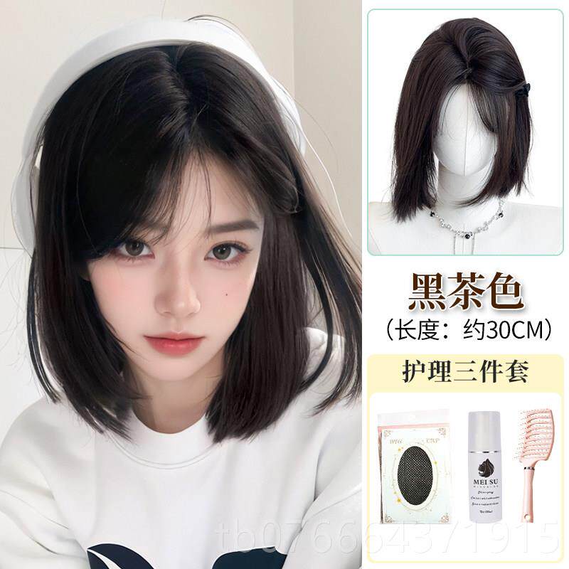 正品闪格丝假发发短女全头套自痕然无彷全真人发蕾减龄外翻整顶假
