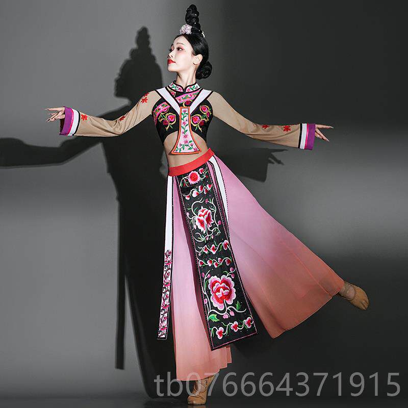 正品族舞演艺出服女成彝人民族风羌族桃李一娄秋舞蹈服装剧目考杯