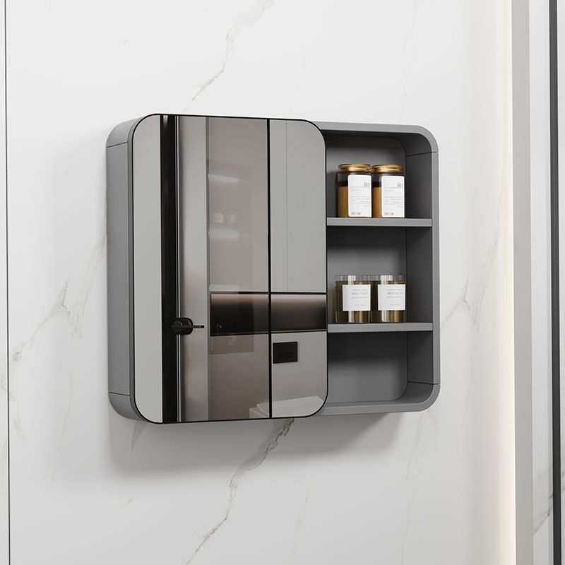 浴室镜柜防潮镜子卫生间镜柜储物收纳圆弧梳妆镜墙式储物柜