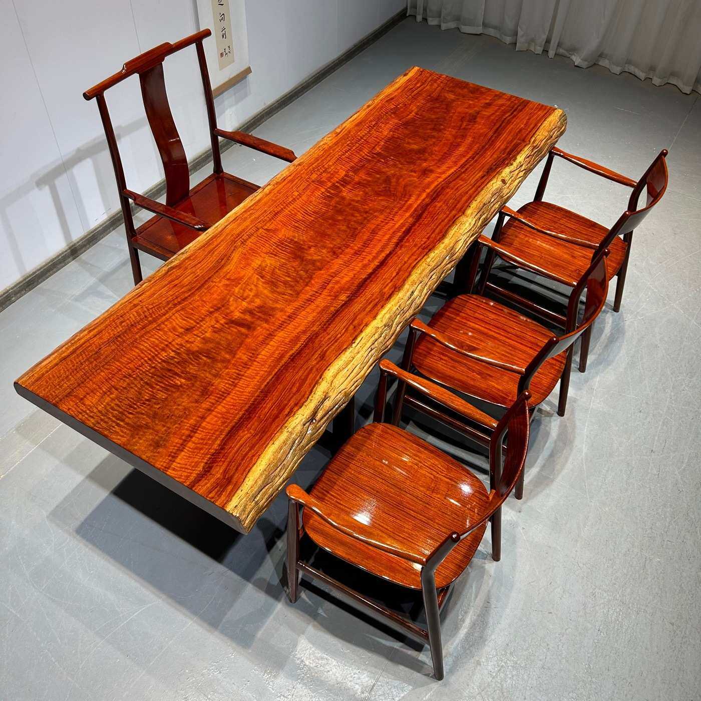 实木大板桌家用去客厅化茶桌茶几巴西花梨木餐桌巴花整板原木茶台