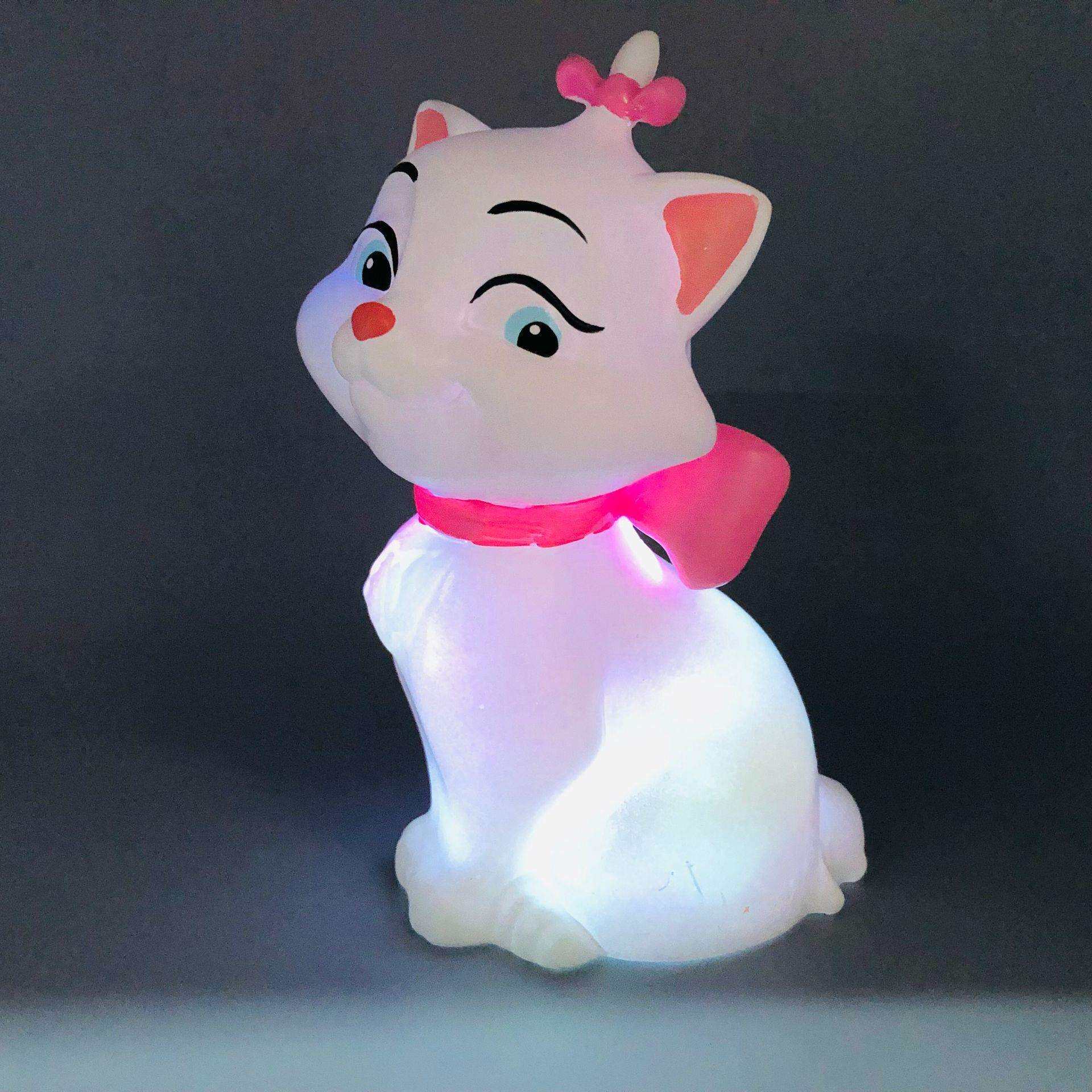 少女心粉色系小猫咪夜灯女生生日礼物七彩变色玛丽猫装电池小猫灯