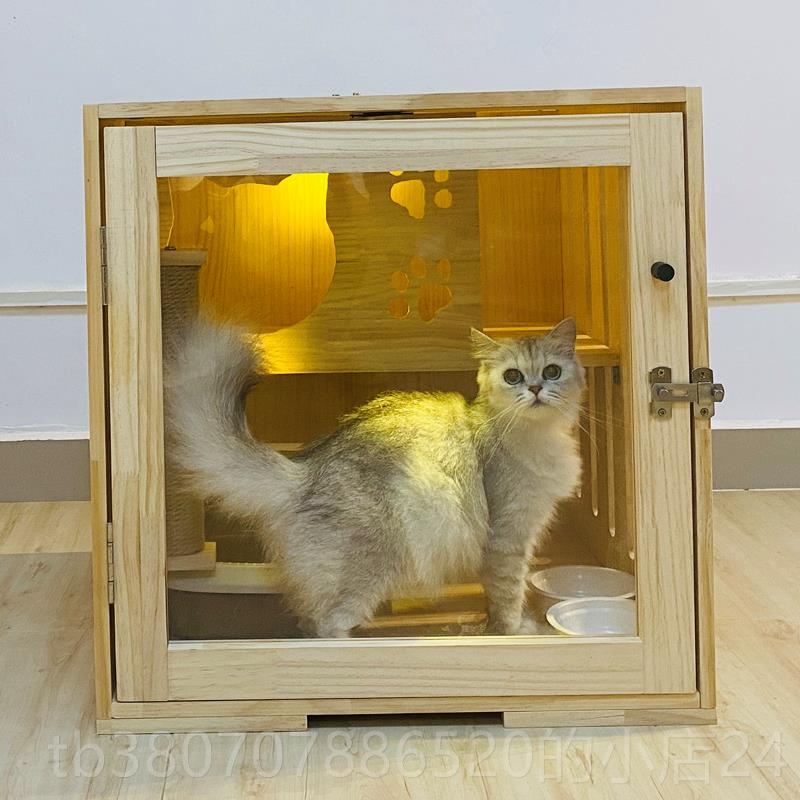 高档猫别墅木实猫舍猫床猫笼寓子猫窝猫房子木猫爬架豪华单公身猫图片