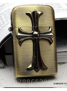 高档RONSON声朗森黄铜高级砂性轮棉油防风机原装个送礼郎男士打火