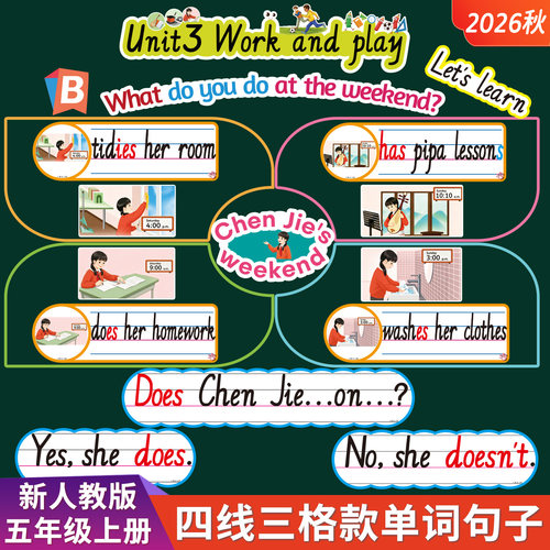 新人教五年级英语四线三格单词卡