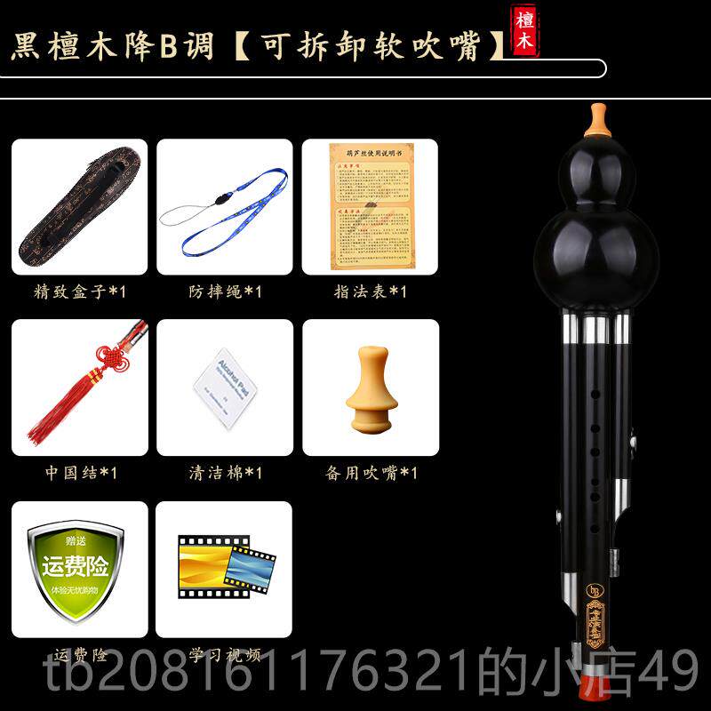 正品全黑檀级木葫芦丝专业演奏型考成人降b调c调学初者高级器f调g