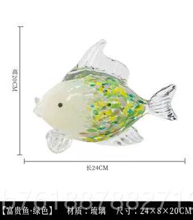 新款木南高档琉璃鱼件亲摆嘴鱼玻奢璃酒柜轻客厅家居装饰品摆件工