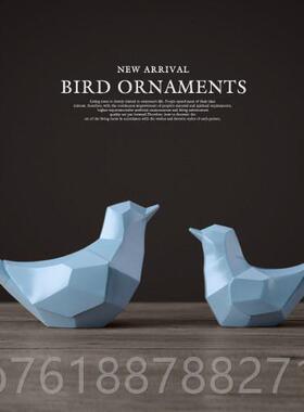 新款北简家约几何立电体小鸟摆件欧创意客厅酒柜视柜摆设摆饰居装