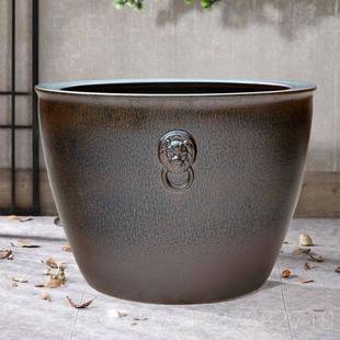 新款陶瓷缸养鱼盆荷花缸鱼睡莲缸家用老式院青花瓷鱼缸盆特庭大号