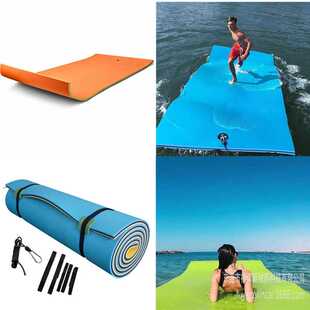 欧美水上浮床打孔高密度加网彩色三层多人XPE水上漂浮板毯垫