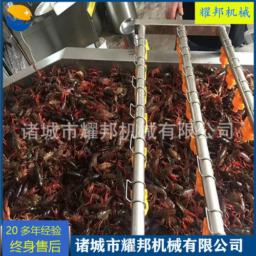 小龙虾清洗蒸煮机 连续蒸煮漂烫风干流水线 虾尾蒸煮挂冰线