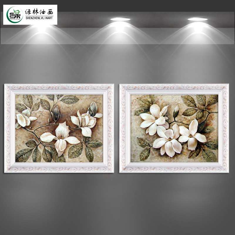 简欧卧室装饰画床头背景墙画欧式客厅沙发墙画餐厅挂画两联有框画