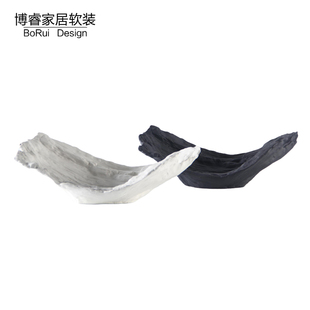 极简约现代陶瓷水果盘船型花盆样板间客厅电视柜软装饰品摆件花瓶