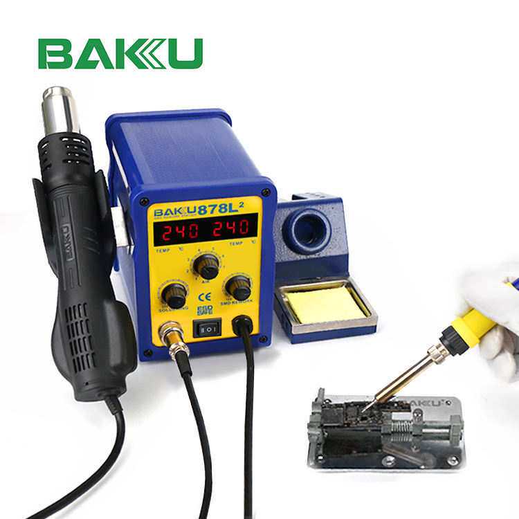 巴酷BK-878L2电烙铁热风枪数显2合1拆焊台手机电脑主板维修电焊台