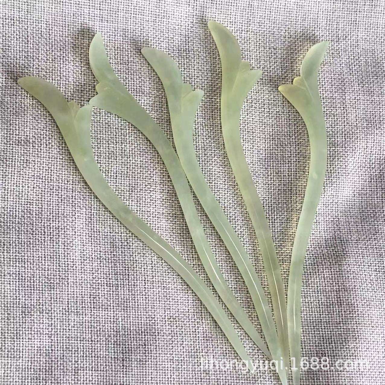 岫玉发簪 玉兰花发簪