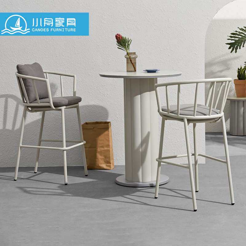 简约现代户外家具铝合金餐椅庭院花园咖啡椅高脚椅吧凳靠背椅组合