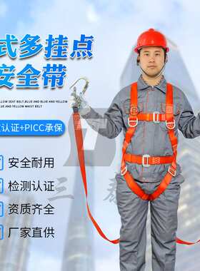 三泰STAD010-4多挂点五点式安全带双钩连接绳高空作业新国标