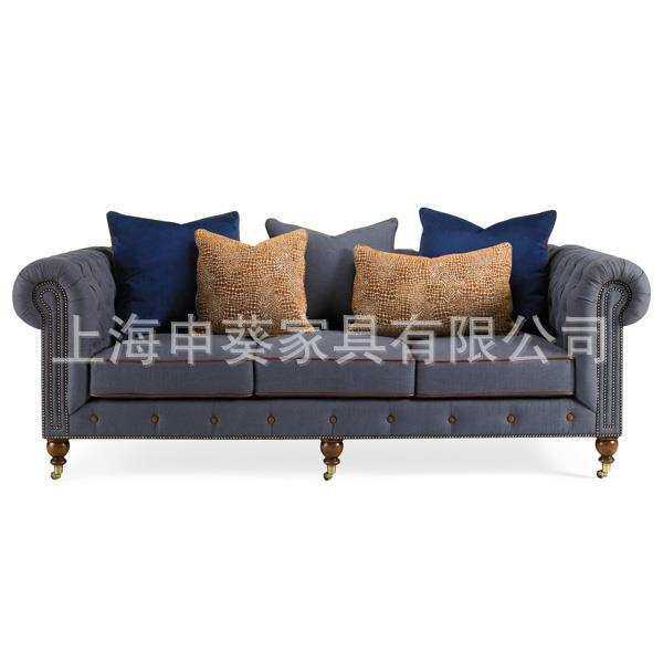 进口亚麻布布艺沙发美式布艺沙发组合新款家具 沙发工厂直销