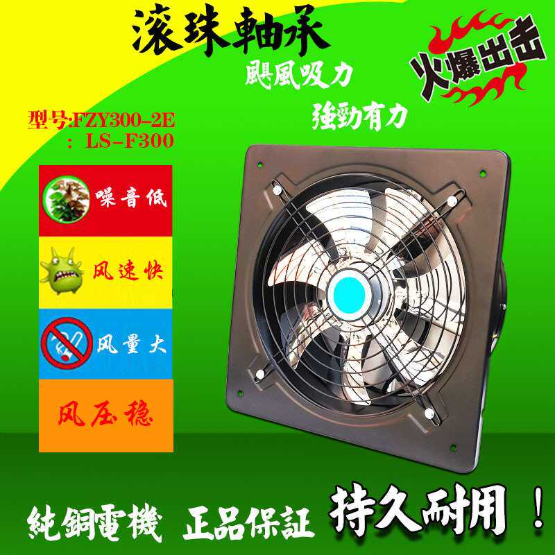 高速排气扇FZY300厨房油烟纯铜电机低噪音12寸排风机卫生间换气扇