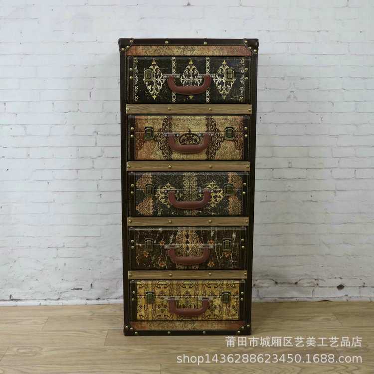 美式田园乡村地中海复古做旧斗柜多功能抽屉式收纳储物柜子