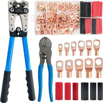 Socpuro Cable Lug Crimping Tool with 110pcs Copper Wire Lugs