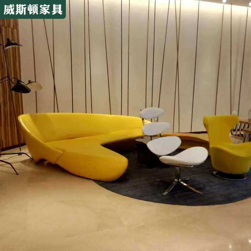 玻璃钢月亮沙发家用布艺异形商场服装店创意异形银行酒店大堂沙发