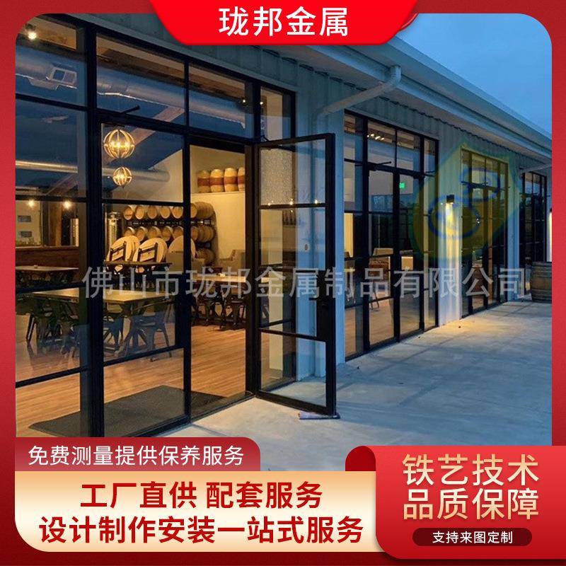 欧式简约铁艺入户门定制别墅住宅酒店阳台玻璃入户门推拉法式大门