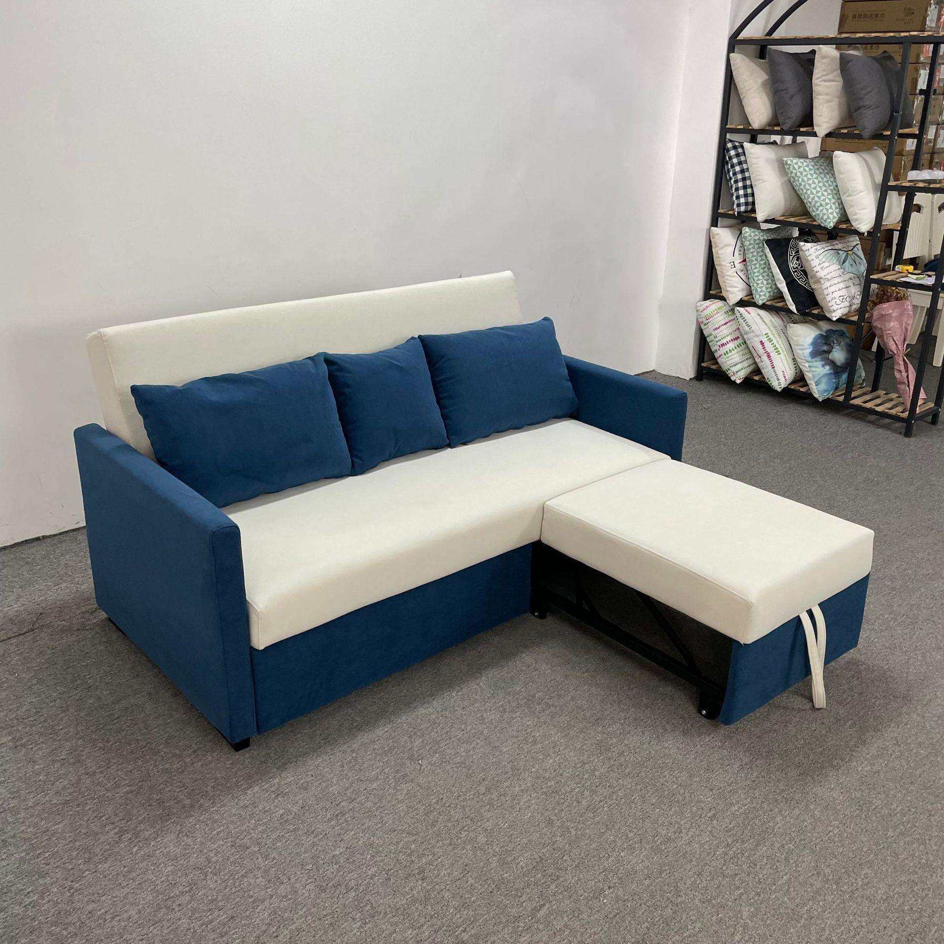 简约米白+蓝色拼色折叠沙发小户型客厅卧室坐卧两用多功能沙发床,模玩/动漫/周边/娃圈三坑/桌游,模型制作工具/辅料耗材,淘宝优惠券,粉丝福利购,淘宝优惠卷