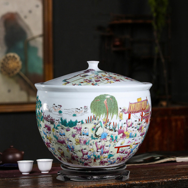 10斤20斤陶瓷米缸景德镇瓷器米桶腌菜腌肉坛子带盖青花储蓄罐猪油