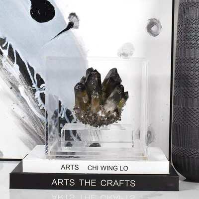 OMENIA轻奢样板间客厅茶几天然镁矿石透明亚克力水晶桌面装饰摆件