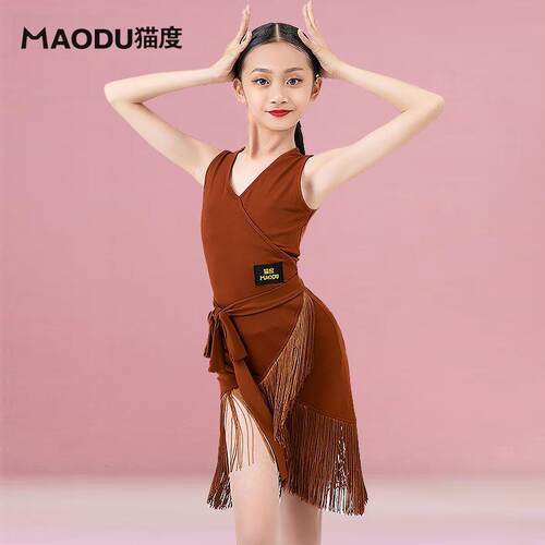 少儿拉丁舞服装舞蹈裙女童标舞练功服儿童拉丁舞裙流苏夏季新款厂